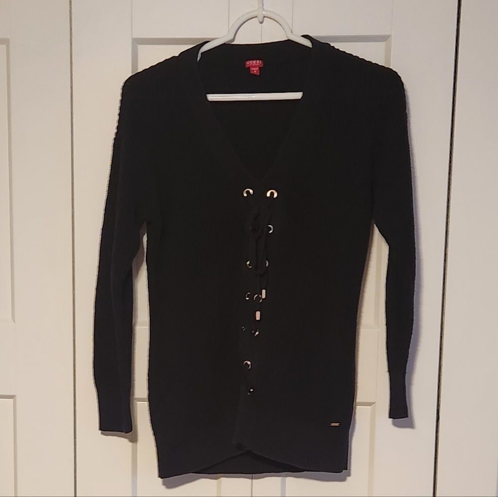 Guess Black Lace-Up Sweater